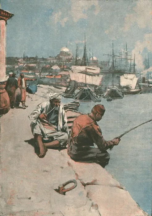 Framed Print : On The Quay, Constantinople -- An Eastern Izaac Walton, after Frank Brangwyn, 1891. Creator: Frank Brangwyn. On The Quay, Constantinople -- An Eastern Izaac Walton, after Frank Brangwyn, 1891. Creator: Frank Brangwyn Framed Print : On The Quay, Constantinople -- An Eastern Izaac Walton, after Frank Brangwyn, 1891. Creator: Frank Brangwyn. On The Quay, Constantinople -- An Eastern Izaac Walton, after Frank Brangwyn, 1891. Creator: Frank Brangwyn