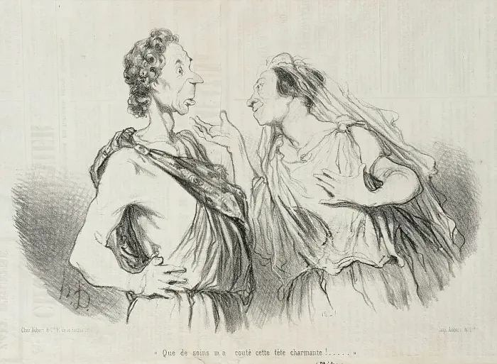 Framed Print : Que de soins m'a couté cette tête charmante!...(Phédre), 1848. Creator: Honore Daumier Framed Print : Que de soins m'a couté cette tête charmante!...(Phédre), 1848. Creator: Honore Daumier