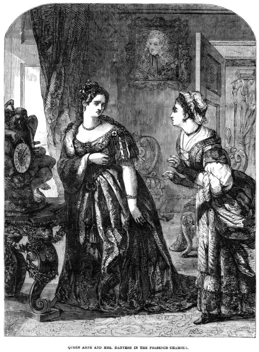 Framed Print : Queen Anne (1665-1714) and Mrs Danvers in the presence chamber Framed Print : Queen Anne (1665-1714) and Mrs Danvers in the presence chamber