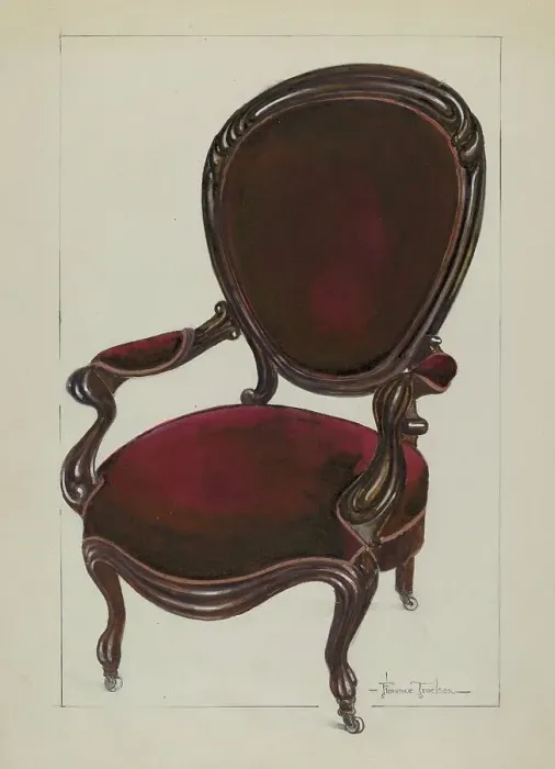 Framed Print : Queen Anne Chair, c. 1937. Creator: Florence Truelson Framed Print : Queen Anne Chair, c. 1937. Creator: Florence Truelson