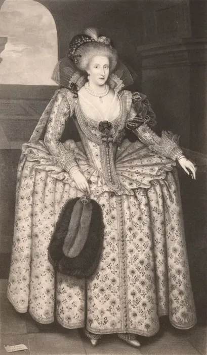 Framed Print : Queen Anne of Denmark, 1611-1614, (1904). Artist: Marcus Gheeraerts, the Younger Framed Print : Queen Anne of Denmark, 1611-1614, (1904). Artist: Marcus Gheeraerts, the Younger