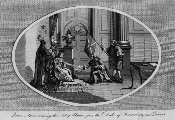 Framed Print : Queen Anne receiving the Act of Union from the Duke of Queensberry, 1707 (1793) Framed Print : Queen Anne receiving the Act of Union from the Duke of Queensberry, 1707 (1793)