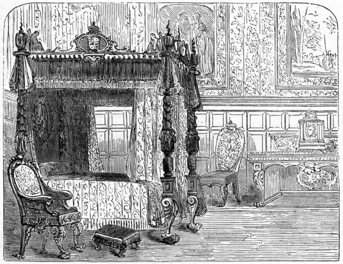 Framed Print : Queen Annes (1665-1714) bedchamber, 18th century (19th century) Framed Print : Queen Annes (1665-1714) bedchamber, 18th century (19th century)