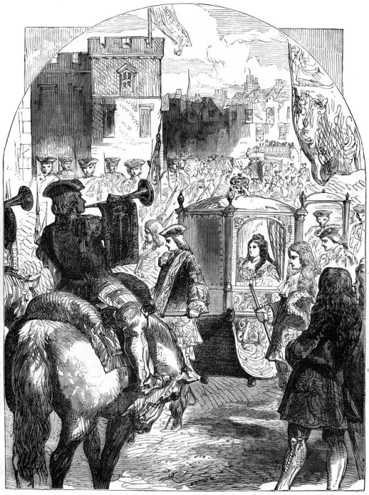 Framed Print : Queen Annes (1665-1714) last progress to Parliament House, Westminster, London, 19th century Framed Print : Queen Annes (1665-1714) last progress to Parliament House, Westminster, London, 19th century