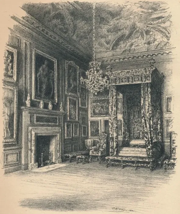 Framed Print : Queen Annes Bedchamber, Hampton Court Palace, 1902. Artist: Thomas Robert Way Framed Print : Queen Annes Bedchamber, Hampton Court Palace, 1902. Artist: Thomas Robert Way