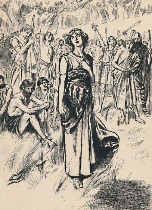 Framed Print : Queen Boadicea and her Soldiers, c1907 Framed Print : Queen Boadicea and her Soldiers, c1907