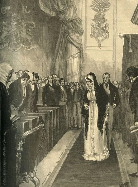Queen Caroline entering the House of Lords during her trial, Westminster, London, 1820 (c1890)