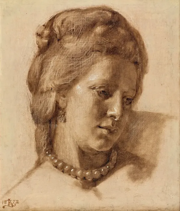 Framed Print : Queen Caroline Mathilda (study for the 1873 work: Scene from Christian VII's Court), 1872. Creator: Kristian Zahrtmann Framed Print : Queen Caroline Mathilda (study for the 1873 work: Scene from Christian VII's Court), 1872. Creator: Kristian Zahrtmann