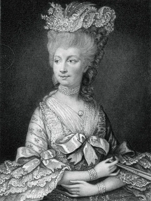 Framed Print : Queen Charlotte, queen consort of George III, (19th century). Artist: Read Framed Print : Queen Charlotte, queen consort of George III, (19th century). Artist: Read
