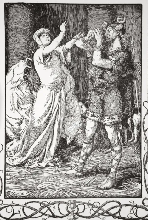 Framed Print : The Queen cried to him to forbear, 1905. Artist: Dora Curtis Framed Print : The Queen cried to him to forbear, 1905. Artist: Dora Curtis