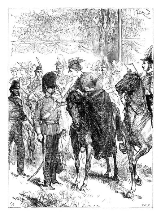 Framed Print : The Queen distributing the Victoria Crosses in Hyde Park, London, c1850s, (c1888) Framed Print : The Queen distributing the Victoria Crosses in Hyde Park, London, c1850s, (c1888)