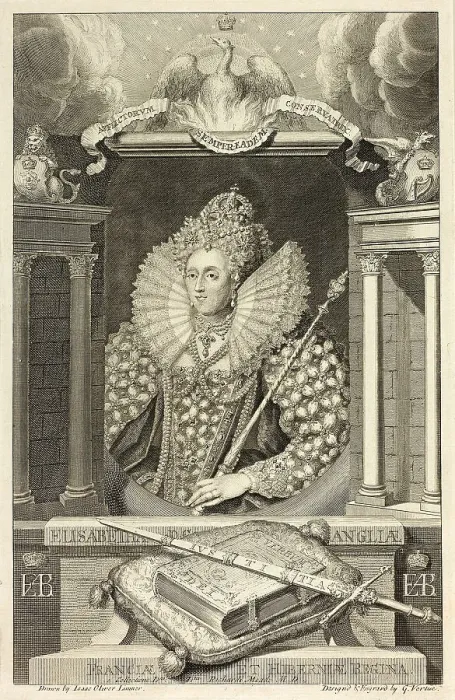 Framed Print : Queen Elizabeth I, 1732. Creator: George Vertue Framed Print : Queen Elizabeth I, 1732. Creator: George Vertue