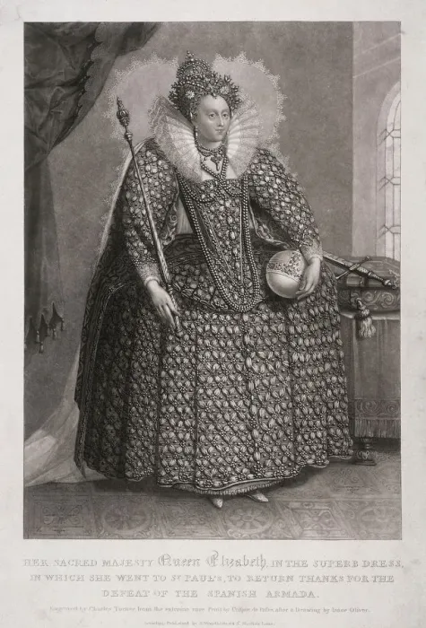 Framed Print : Queen Elizabeth I holding sceptre and orb, 1868. Artist: Charles Turner Framed Print : Queen Elizabeth I holding sceptre and orb, 1868. Artist: Charles Turner