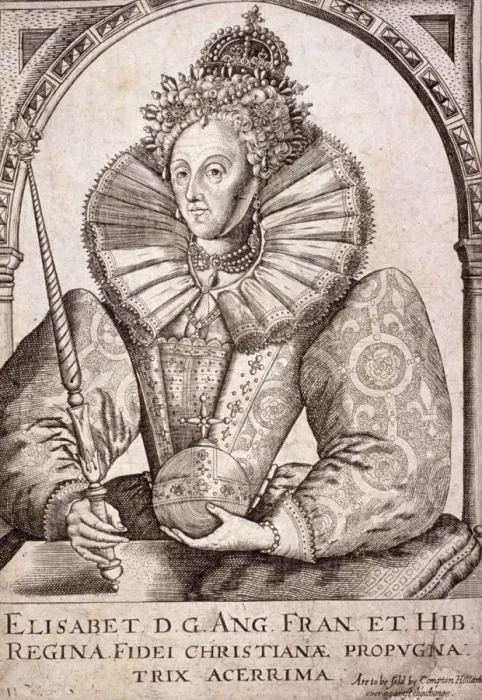 Framed Print : Queen Elizabeth I with sceptre and orb, c1650 Framed Print : Queen Elizabeth I with sceptre and orb, c1650