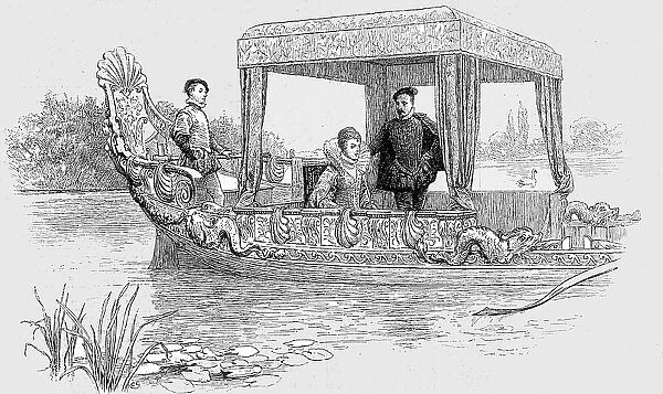 'Queen Elizabeth I. In her State Barge, c.1560, 1890. Creator: Unknown