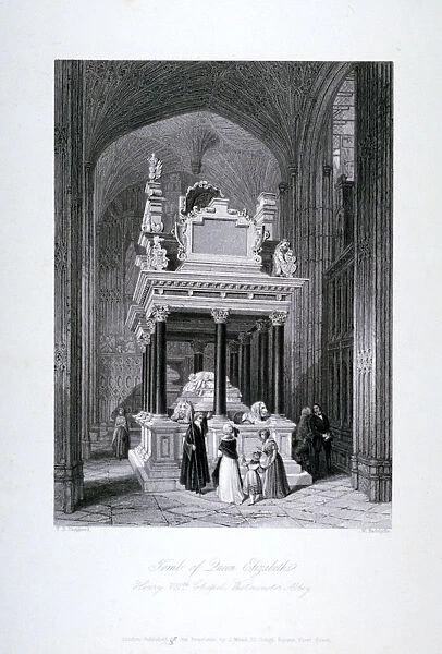 Queen Elizabeth Is tomb, Henry VII Chapel, Westminster Abbey, London, c1840. Artist