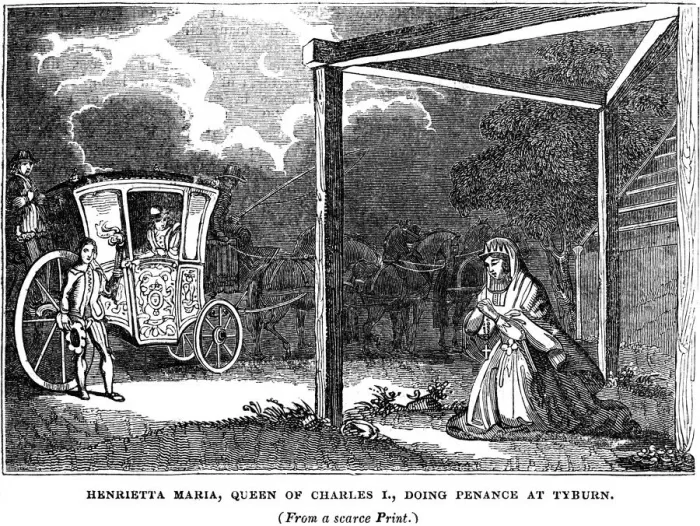 Framed Print : Queen Henrietta Maria (1609-1669) doing penance at Tyburn