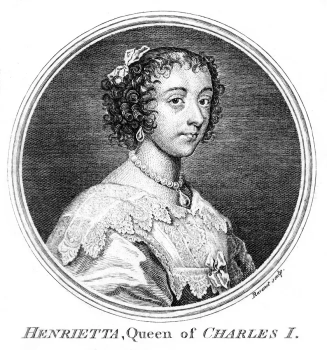 Framed Print : Queen Henrietta Maria, queen consort of Charles I. Artist: Ravenet Framed Print : Queen Henrietta Maria, queen consort of Charles I. Artist: Ravenet