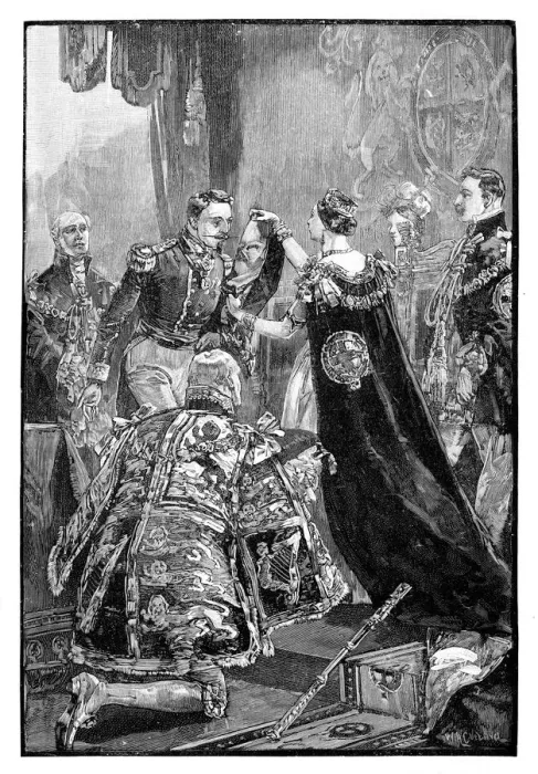 Framed Print : The Queen investing the Emperor of the French with the Order of the Garter, 1855, (1888) Framed Print : The Queen investing the Emperor of the French with the Order of the Garter, 1855, (1888)