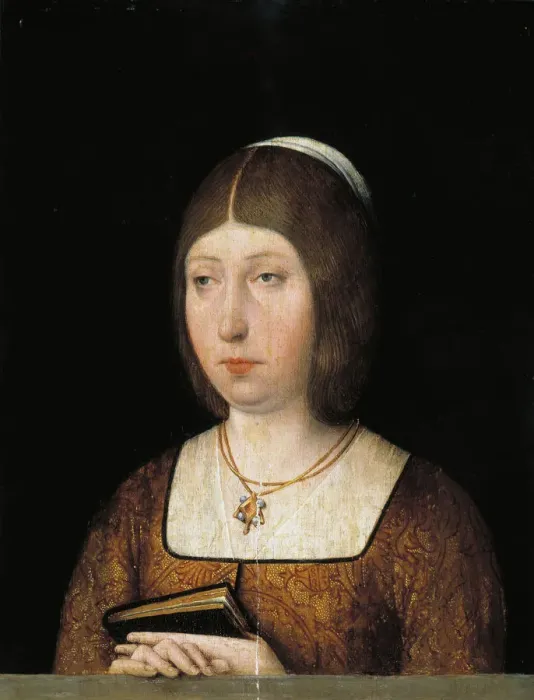 Framed Print : Queen Isabella I of Castile, c. 1490. Artist: Anonymous Framed Print : Queen Isabella I of Castile, c. 1490. Artist: Anonymous