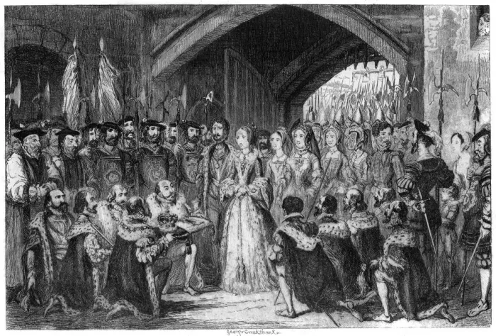 Framed Print : Queen Janes entrance into the Tower, 1553 (1840). Artist: George Cruikshank Framed Print : Queen Janes entrance into the Tower, 1553 (1840). Artist: George Cruikshank