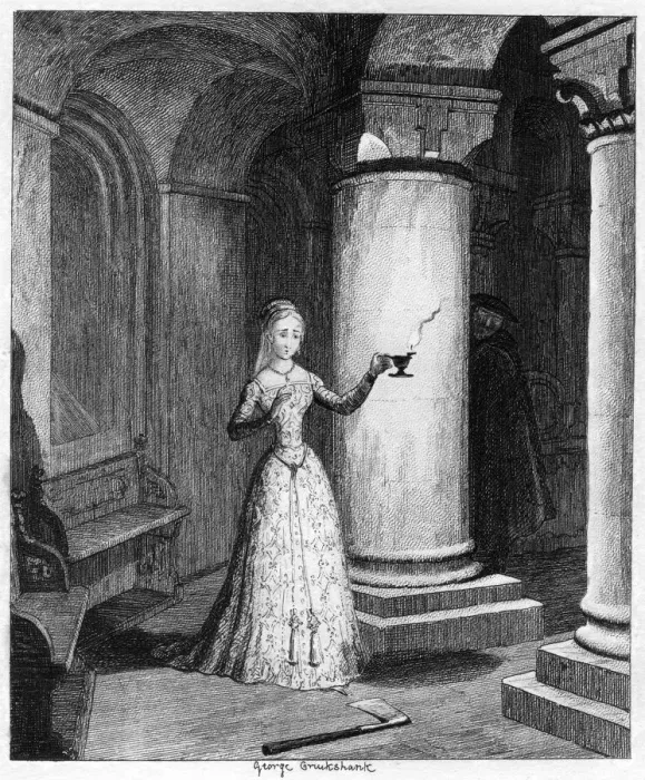 Framed Print : Queen Janes first night in the Tower, 1553 (1840). Artist: George Cruikshank Framed Print : Queen Janes first night in the Tower, 1553 (1840). Artist: George Cruikshank