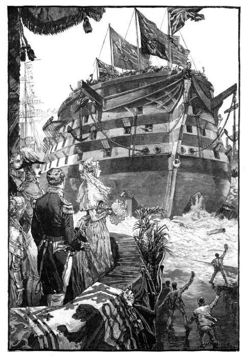 Framed Print : The Queen at the Launch of Trafalgar, 1841, (1900) Framed Print : The Queen at the Launch of Trafalgar, 1841, (1900)