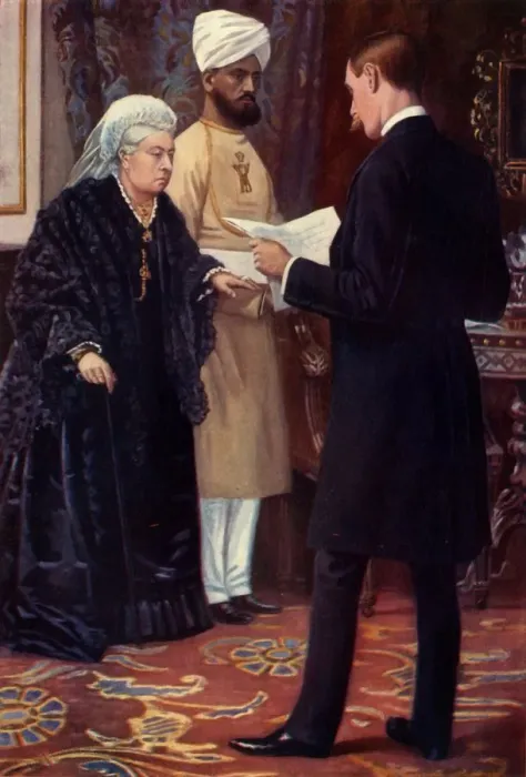 Framed Print : The Queen Listening to a Dispatch from the Front, 1900. Creator: Samuel Begg Framed Print : The Queen Listening to a Dispatch from the Front, 1900. Creator: Samuel Begg