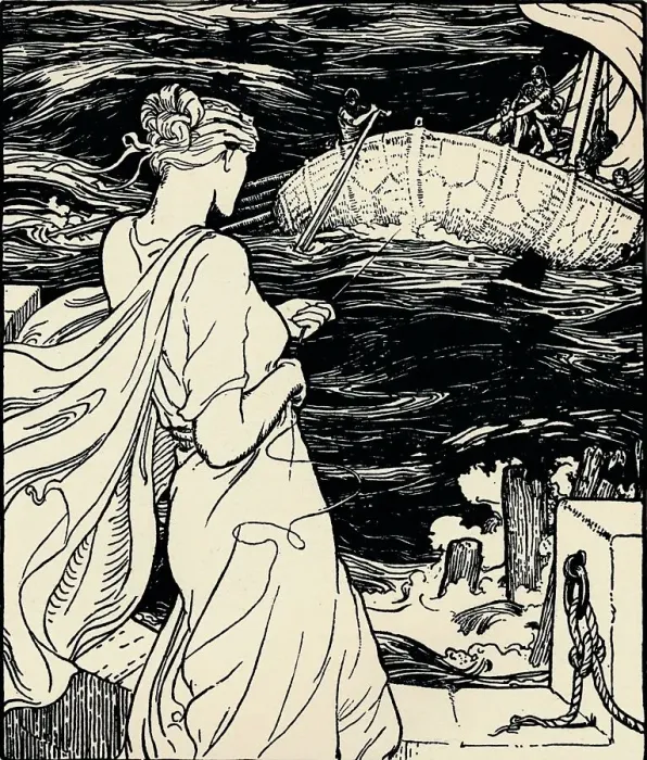 Framed Print : The Queen of the Magic Clew, c1900. Artist: John Dickson Batten Framed Print : The Queen of the Magic Clew, c1900. Artist: John Dickson Batten
