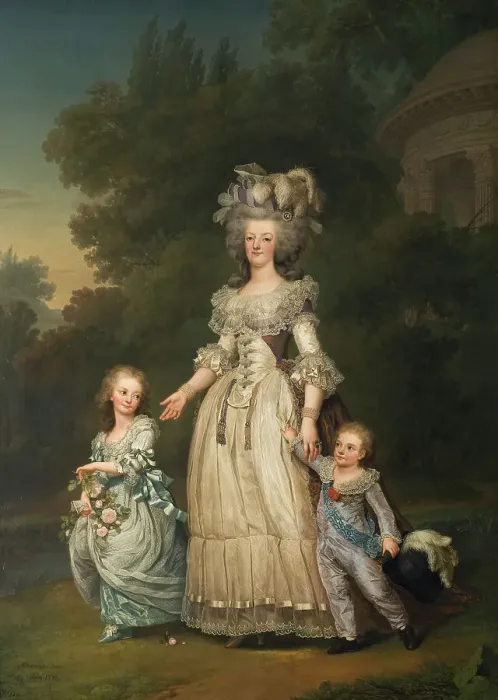 Framed Print : Queen Marie Antoinette of France and two of her Children Walking in The Park of Trianon, 1785. Creator: Adolf Ulric Wertmüller Framed Print : Queen Marie Antoinette of France and two of her Children Walking in The Park of Trianon, 1785. Creator: Adolf Ulric Wertmüller