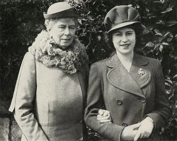 Queen Mary with Princess Elizabeth, April 1944, (1951). Creator: Unknown
