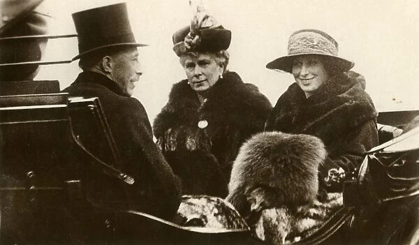 Queen Mary with the Princess Royal and Viscount Lascelles, 1923. Creator: Unknown