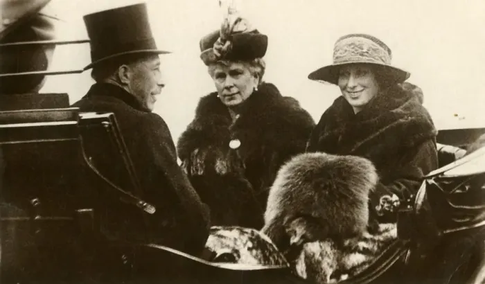 Framed Print : Queen Mary with the Princess Royal and Viscount Lascelles, 1923. Creator: Unknown Framed Print : Queen Mary with the Princess Royal and Viscount Lascelles, 1923. Creator: Unknown