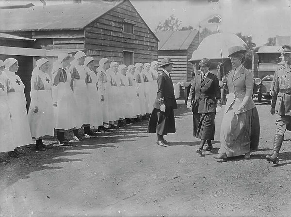 Queen Mary visits ambulance corps, 6 Jul 1917. Creator: Bain News Service