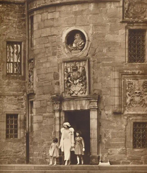 Framed Print : The Queen at Her Old Home, Glamis Castle, c1936 (1937) Framed Print : The Queen at Her Old Home, Glamis Castle, c1936 (1937)