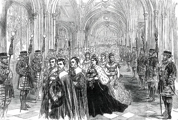 The Queen Opening Parliament: Procession in the Peers Corridor, 1876. Creator: Unknown