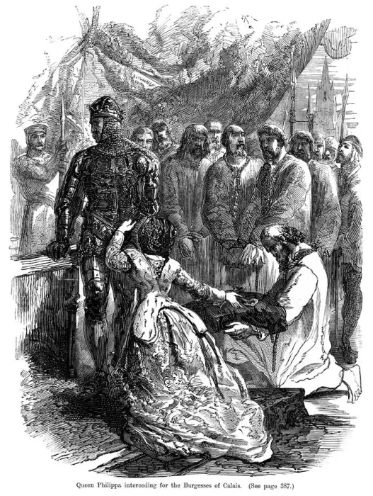 Framed Print : Queen Philippa (1314-1369) interceding for the Burgesses of Calais, 1346 Framed Print : Queen Philippa (1314-1369) interceding for the Burgesses of Calais, 1346
