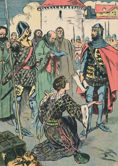 Framed Print : Queen Philippa Pleads for the Men of Calais, c1907 Framed Print : Queen Philippa Pleads for the Men of Calais, c1907