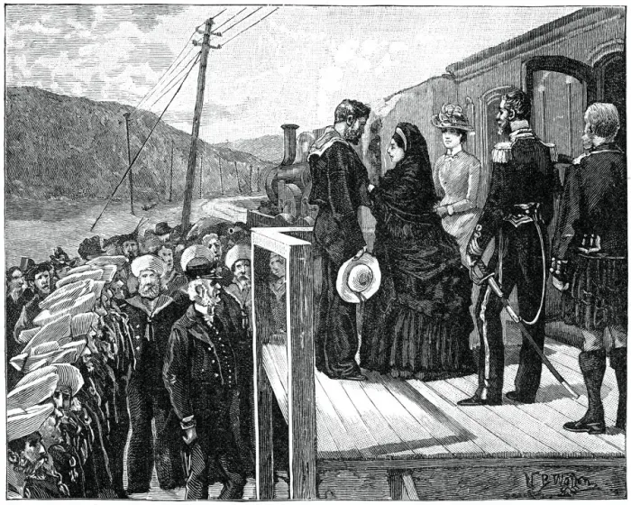 Framed Print : The queen presenting the Albert Medal to coastguard George Oatley, late 19th century, (1900)