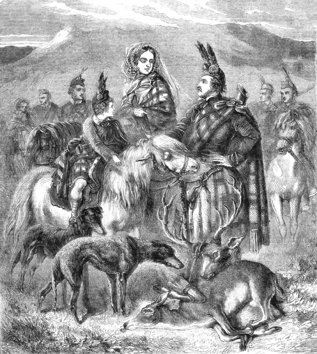 Framed Print : The Queen, Prince Albert, Prince of Wales and Attendants in the Highlands, 1854. Creator: Unknown Framed Print : The Queen, Prince Albert, Prince of Wales and Attendants in the Highlands, 1854. Creator: Unknown
