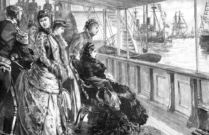 Framed Print : The queen reviewing the fleet at Spithead, Hampshire, late 19th century, (1900) Framed Print : The queen reviewing the fleet at Spithead, Hampshire, late 19th century, (1900)