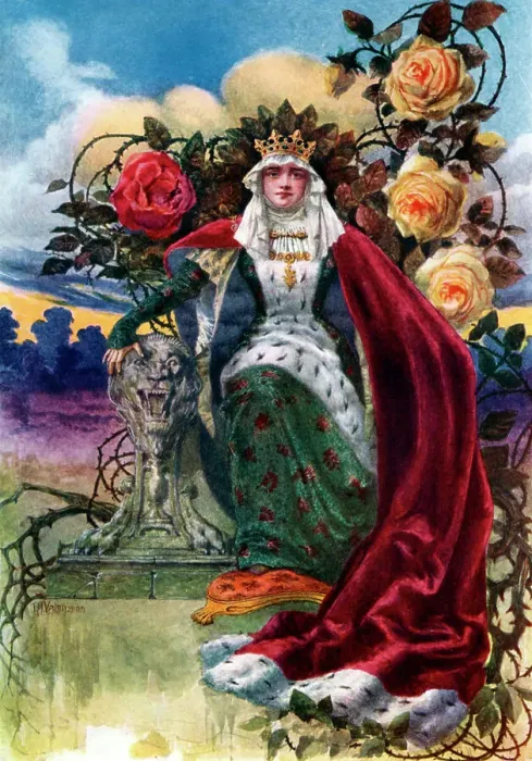 Framed Print : A Queen of Roses, 1908-1909. Artist: JH Valda Framed Print : A Queen of Roses, 1908-1909. Artist: JH Valda