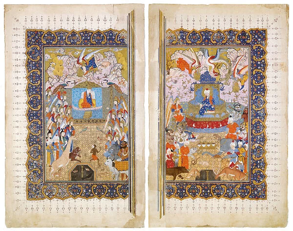 The Queen of Sheba and King Solomon (Manuscript illumination from the epic Shahname by Ferdowsi. Artist: Iranian master
