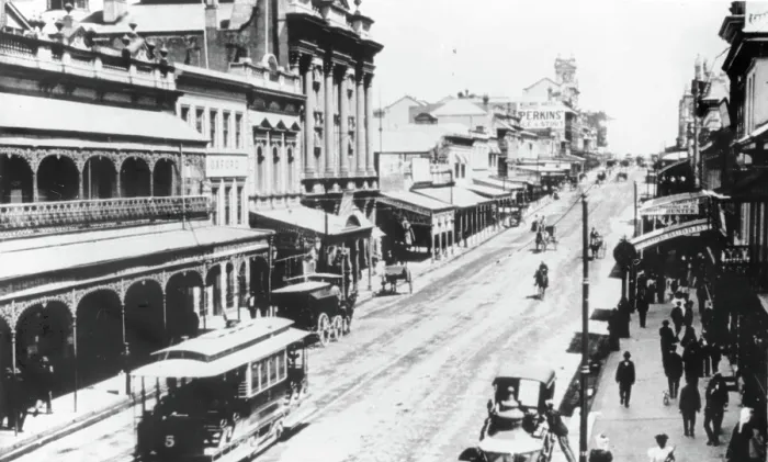 Framed Print : Queen Street, Brisbane, c1897. Creator: Poul C Poulsen Framed Print : Queen Street, Brisbane, c1897. Creator: Poul C Poulsen