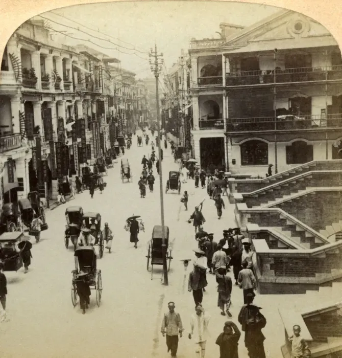 Framed Print : Queen Street, Hong Kong, China, 1896. Artist: Strohmeyer and Wyman Framed Print : Queen Street, Hong Kong, China, 1896. Artist: Strohmeyer and Wyman