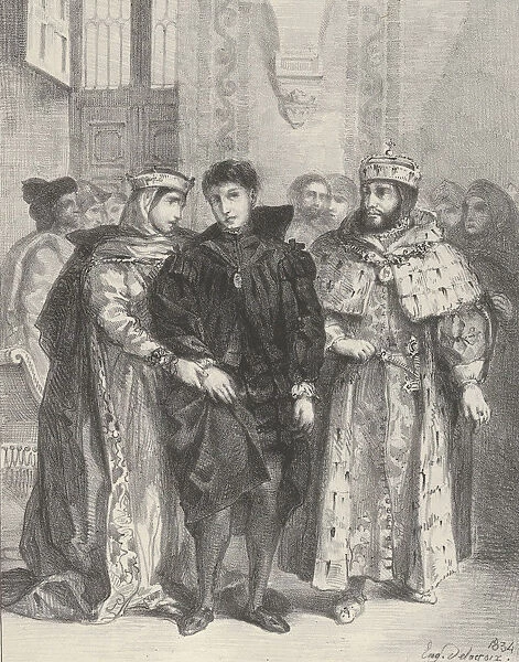 The Queen Tries to Console Hamlet, 1834. 1834. Creator: Eugene Delacroix
