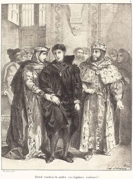 The Queen Tries to Console Hamlet (Act I, Scene II), 1834. Creator: Eugene Delacroix