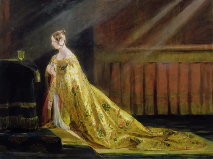 Framed Print : Queen Victoria in her Coronation Robe, 1838. Artist: Charles Robert Leslie Framed Print : Queen Victoria in her Coronation Robe, 1838. Artist: Charles Robert Leslie