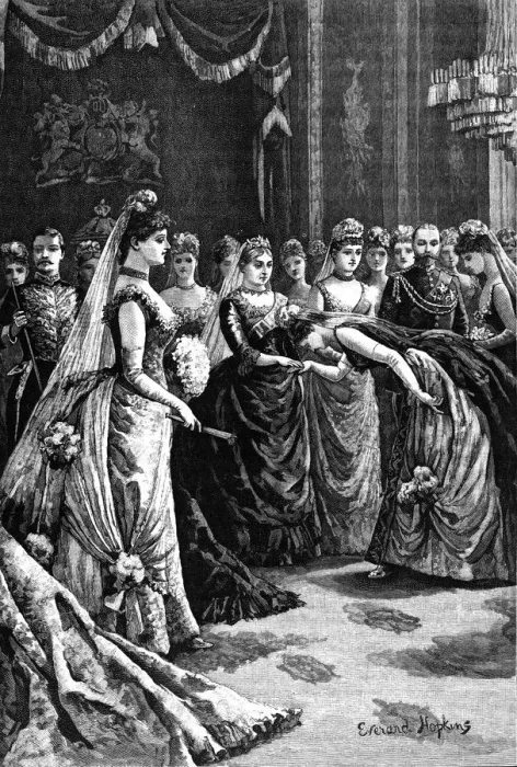 Framed Print : Queen Victoria greets guests in a drawing-room in Buckingham Palace, late 19th century, (1900). Artist: Everard Hopkins Framed Print : Queen Victoria greets guests in a drawing-room in Buckingham Palace, late 19th century, (1900). Artist: Everard Hopkins