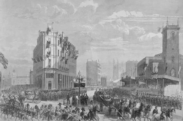 Framed Print : Queen Victoria in Holborn Circus on her way to the opening of Holborn Viaduct, London, 1869 Framed Print : Queen Victoria in Holborn Circus on her way to the opening of Holborn Viaduct, London, 1869